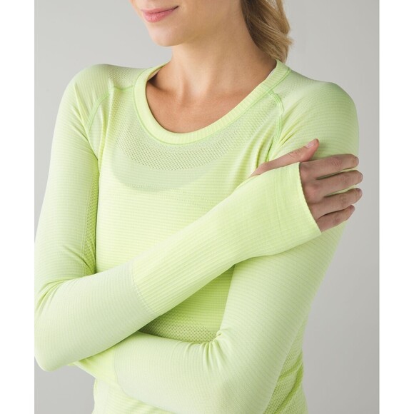 Lululemon Womens Shirt Green Swiftly Tech Long Sleeve Crew Neck Running Size 4 - Picture 5 of 10